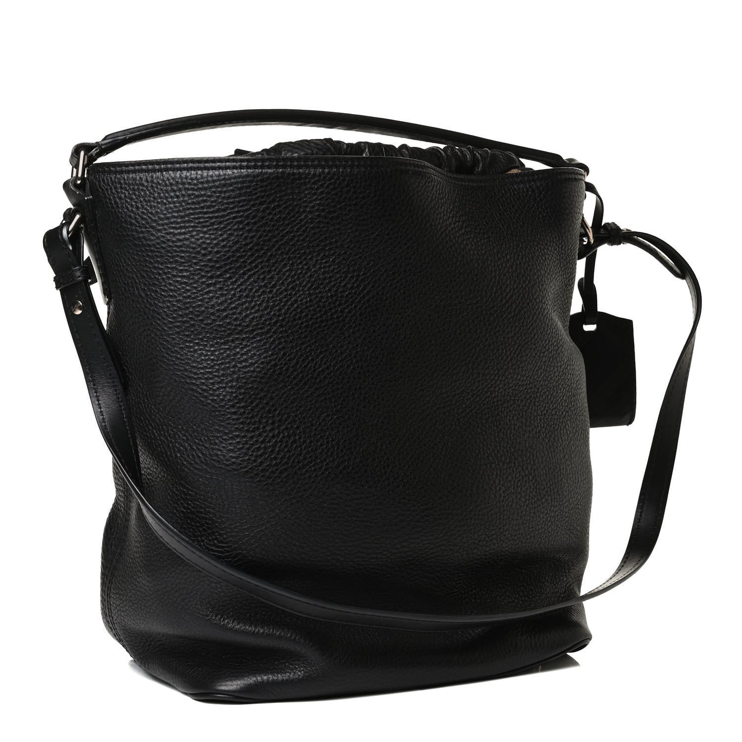Grainy Calfskin Medium Check Ashby Hobo Black