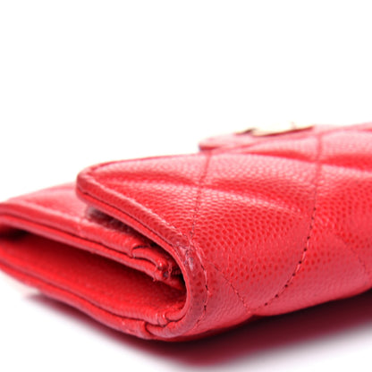 Chanel Caviar Quilted Flap Card Holder Wallet Red 14 of 18
