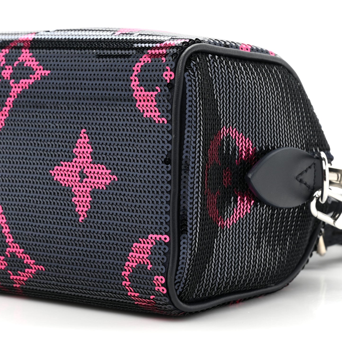 Giant Monogram Sequins Speedy Bandouliere 18 Navy Fuchsia