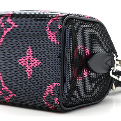 Louis Vuitton Giant Monogram Sequins Speedy Bandouliere 18 Navy Fuchsia 7 of 8