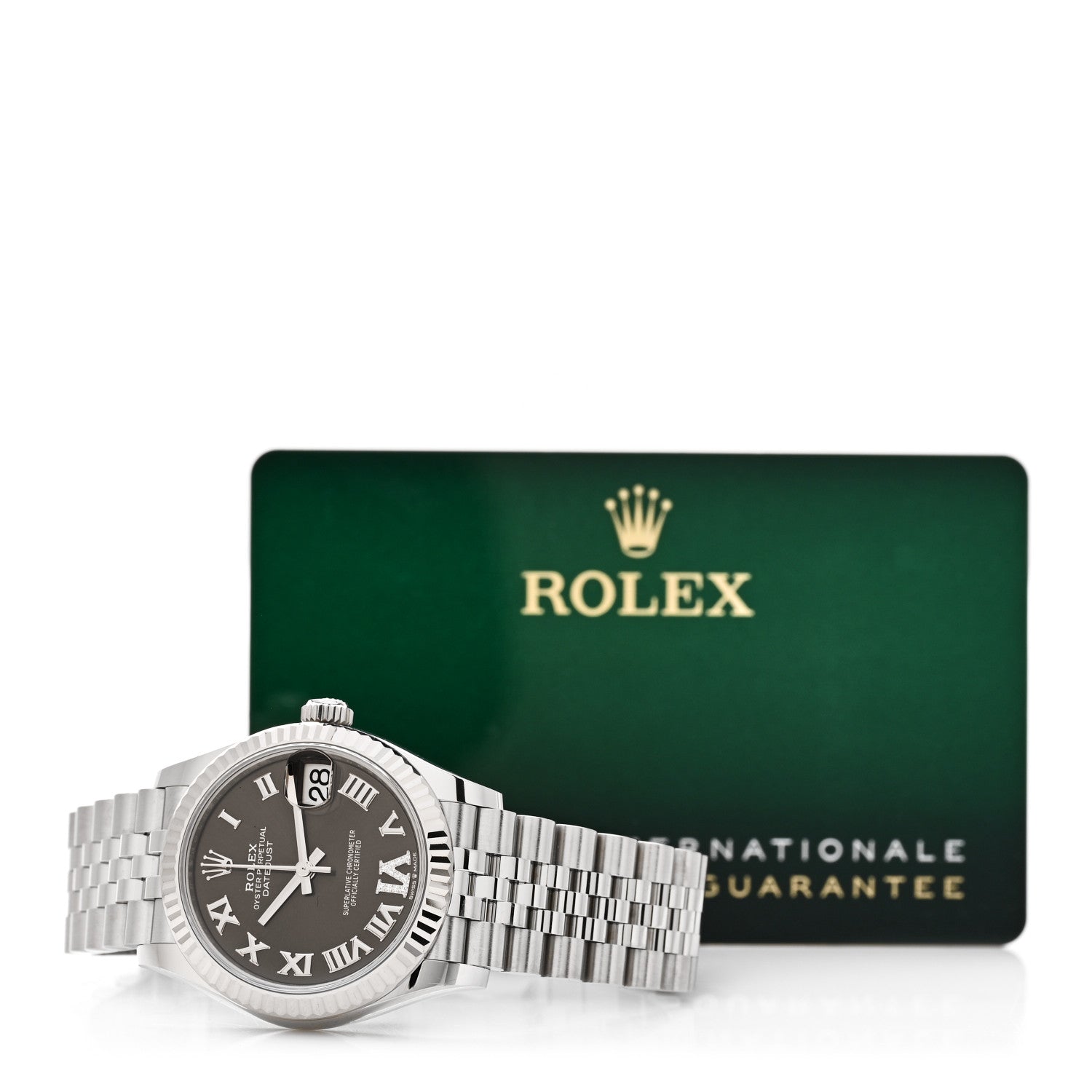 Rolex Stainless Steel 18K White Gold Diamond 31mm Oyster Perpetual Datejust Watch Dark Grey Roman 278274 5 of 5