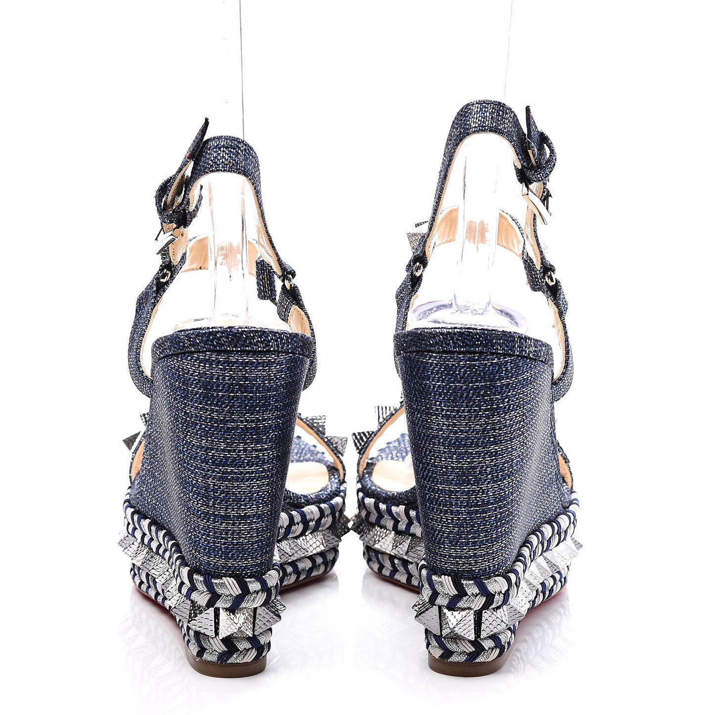 Lame Lux Pyraclou 110 Wedge Sandals 39 Denim