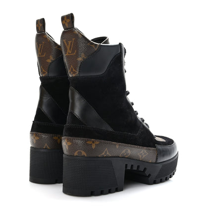 Louis Vuitton Suede Calfskin Monogram Laureate Platform Desert Boots 40 Black 4 of 8