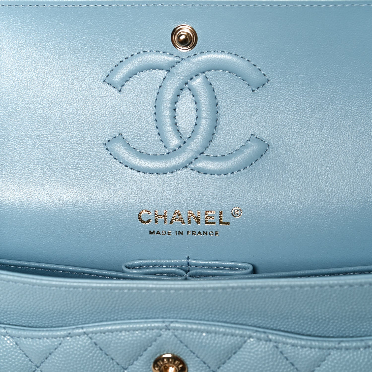 Chanel Caviar Quilted Small Double Flap Light Blue 6 of 11
