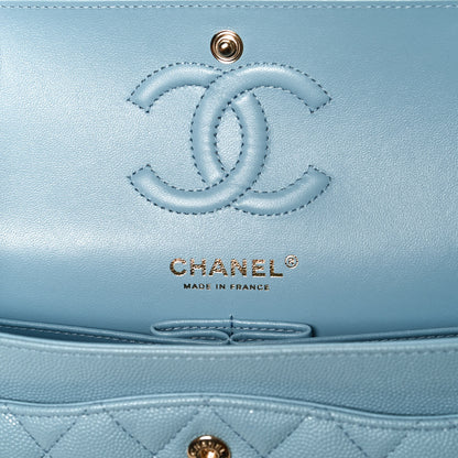 Chanel Caviar Quilted Small Double Flap Light Blue 6 of 11