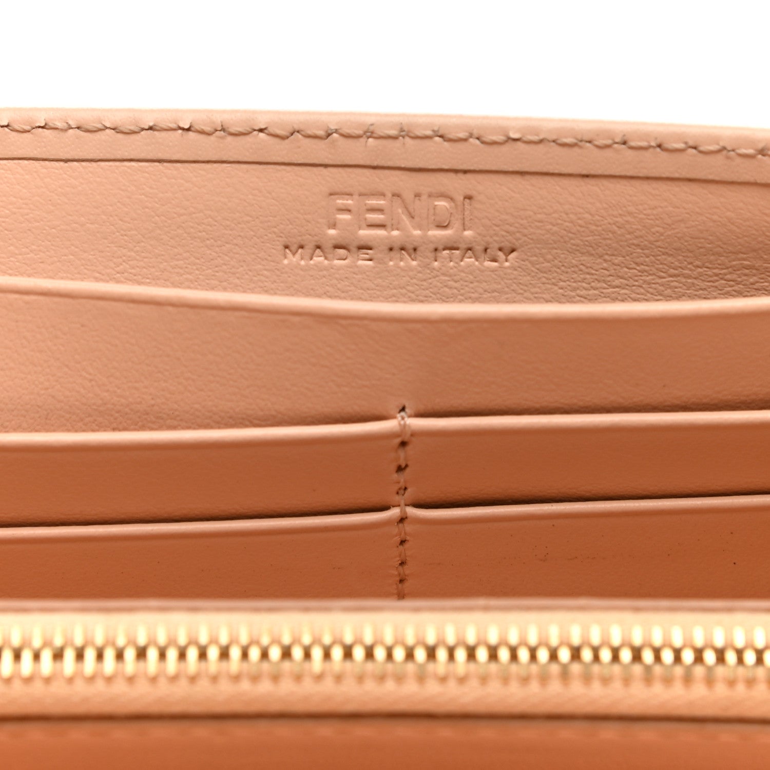 Fendi Vitello King Tamponato Logo Embossed Continental Wallet Poudre 6 of 11
