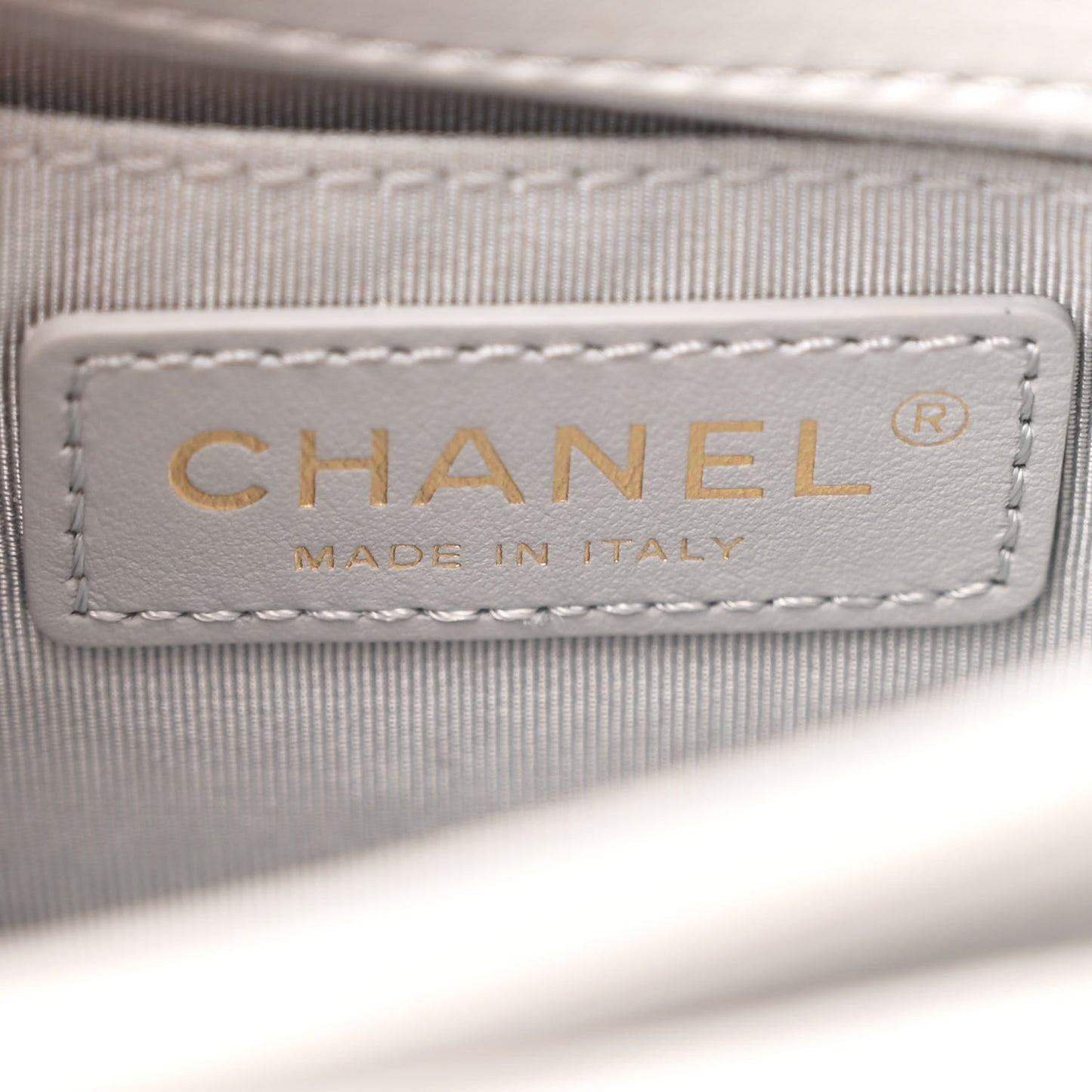 Calfskin Quilted Top Handle Flap Light Grey