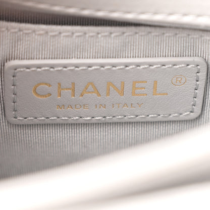 Chanel Calfskin Quilted Top Handle Flap Light Grey 6 of 10