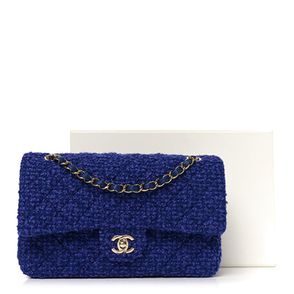 Chanel Tweed Quilted Medium Double Flap Blue 10 of 10