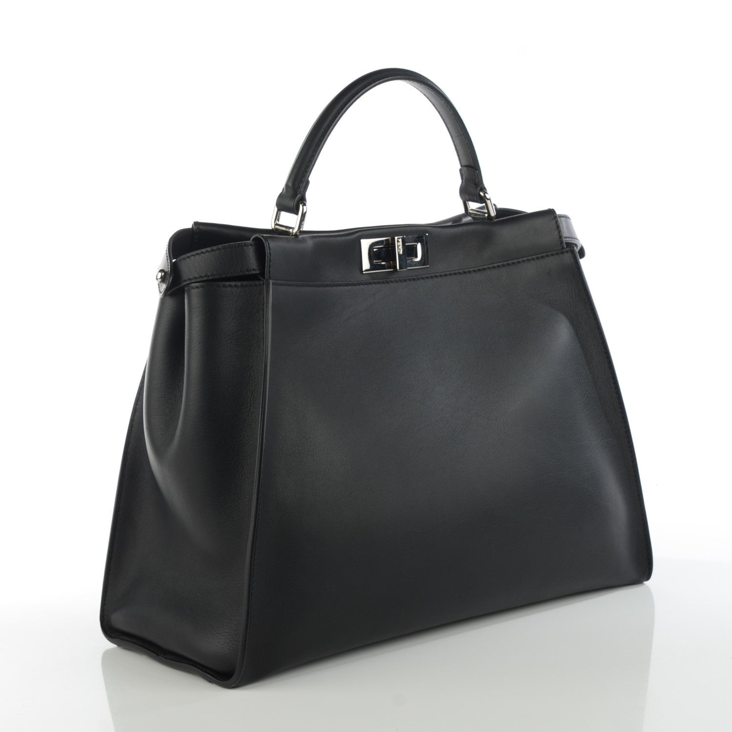 Fendi Vitello Seta Python Crocodile Monster Eyes Large Peekaboo Iconic Satchel Black Girasole 3 of 9