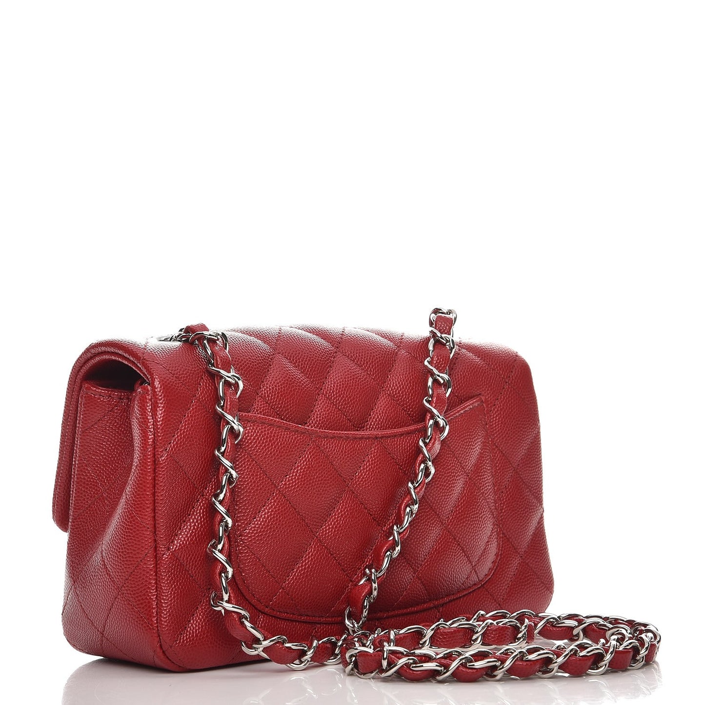 Caviar Quilted Mini Rectangular Flap Red