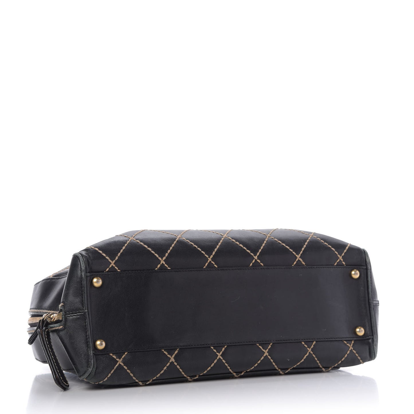 Calfskin Wild Stitch Top Handle Bag Black