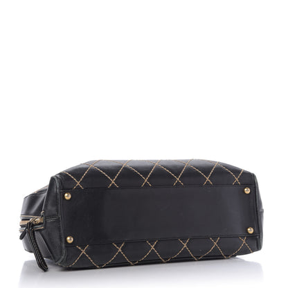Chanel Calfskin Wild Stitch Top Handle Bag Black 4 of 11
