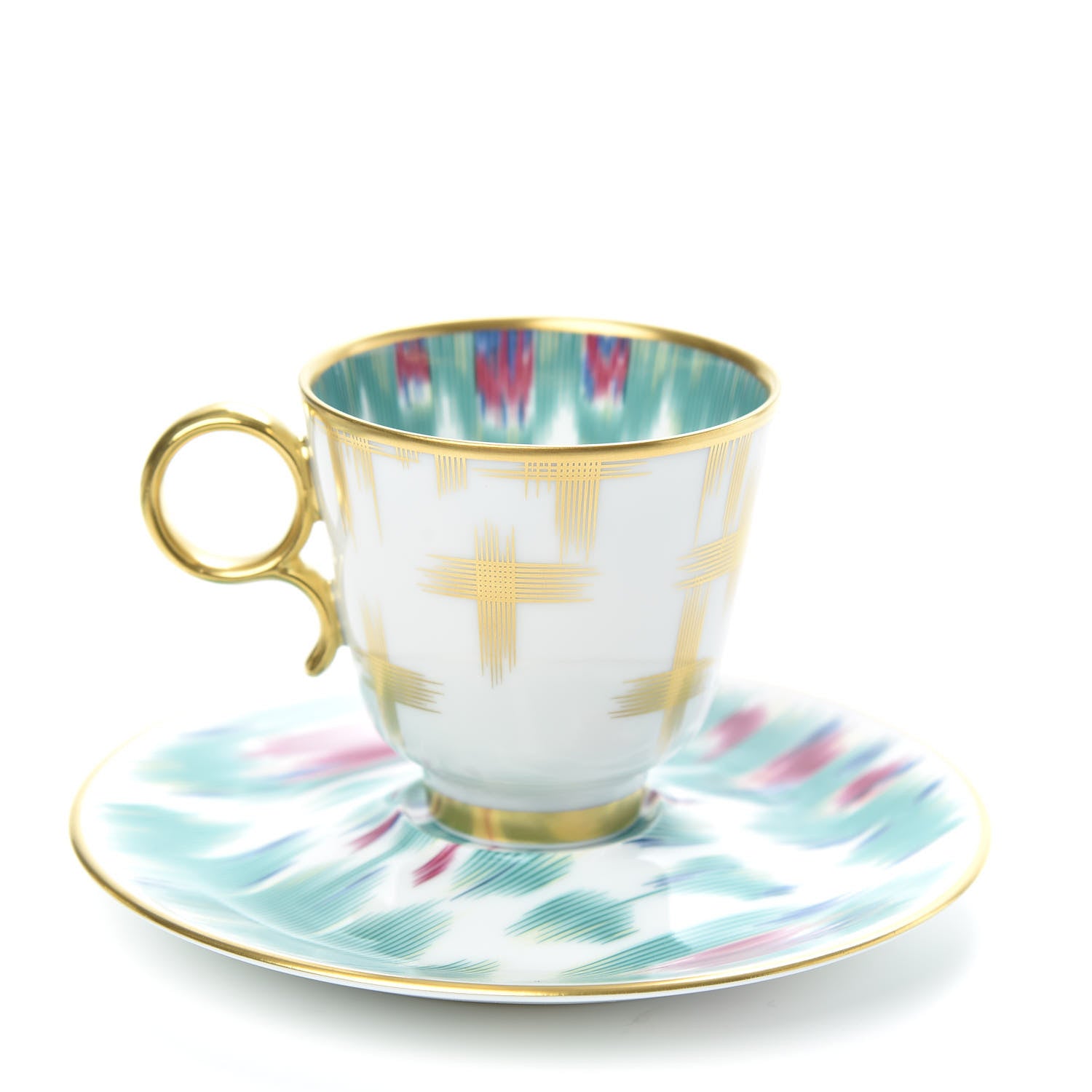 Hermes Porcelain Voyage en Ikat Coffee Cup and Saucer Set of 2 5 of 6