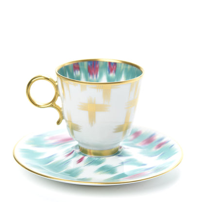 Hermes Porcelain Voyage en Ikat Coffee Cup and Saucer Set of 2 5 of 6