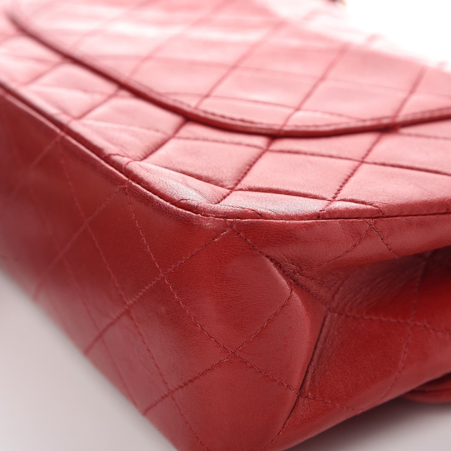 Lambskin Quilted Medium Double Flap Red
