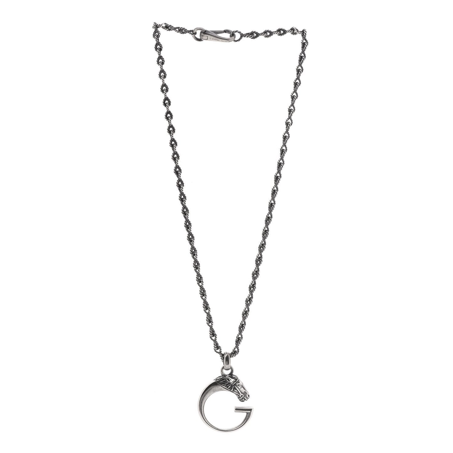 Sterling Silver G Horse Rope Pendant Necklace