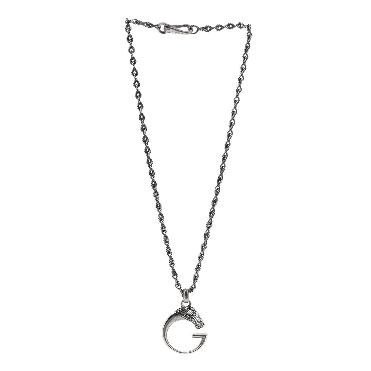 Gucci Sterling Silver G Horse Rope Pendant Necklace 3 of 5