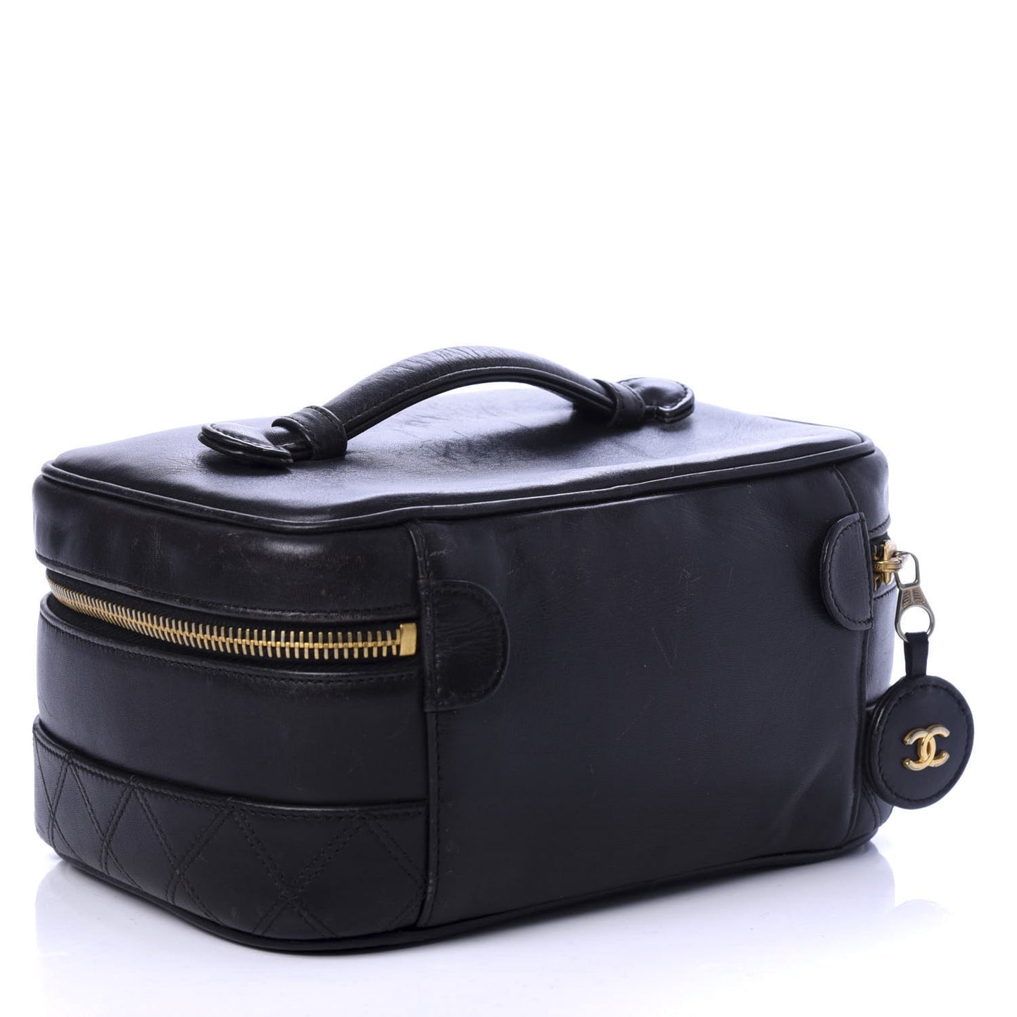 Lambskin Vanity Cosmetic Case Black