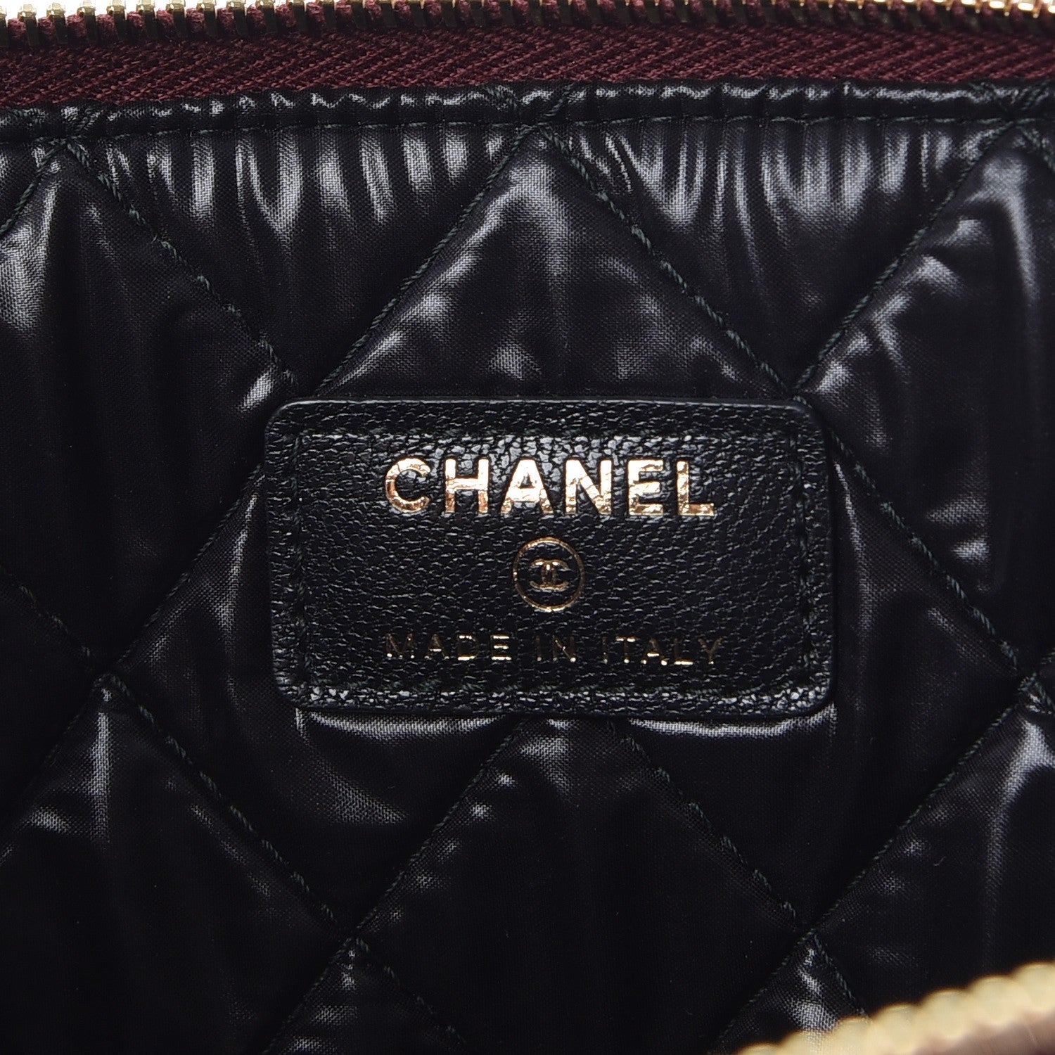Chanel Sheepskin Quilted Large Vintage Mademoiselle Cosmetic Case Burgundy 6 of 12