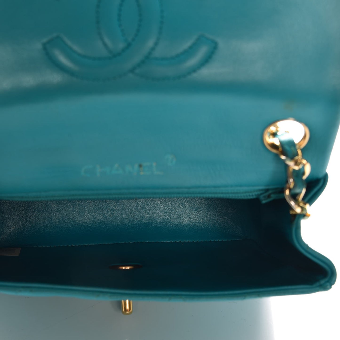 Lambskin Quilted Mini Square Flap Turquoise