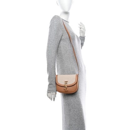 Saint Laurent Smooth Calfskin Cotton Canvas Small Kaia Satchel Natural Beige 2 of 12