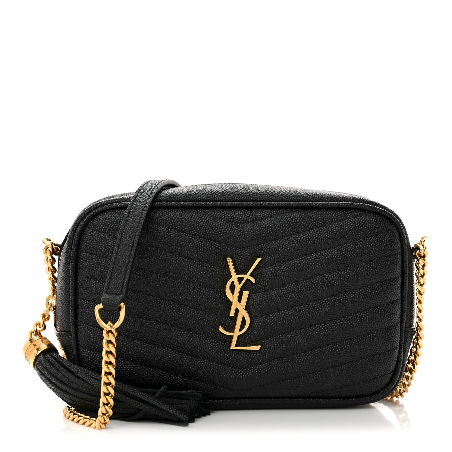 Saint Laurent Grain De Poudre Matelasse Monogram Mini Lou Camera Bag Black 1 of 10