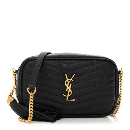 Saint Laurent Grain De Poudre Matelasse Monogram Mini Lou Camera Bag Black 1 of 10