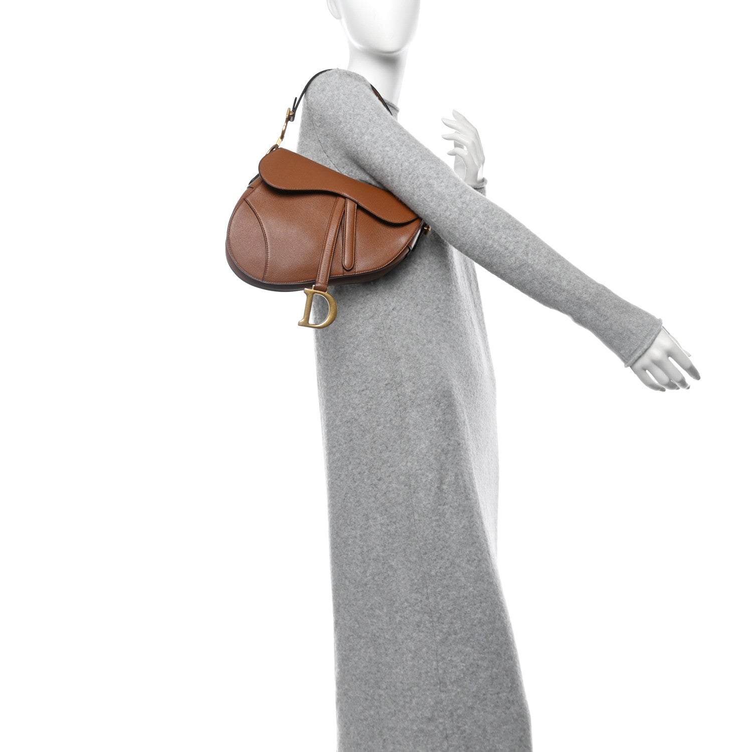 Christian Dior Grained Calfskin Saddle Bag Camello 2 of 11