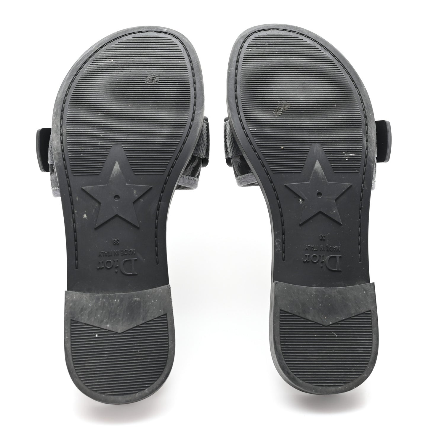 Mizza Shiny Nylon Dio(r)evolution Slide Sandals  38 Black Grey