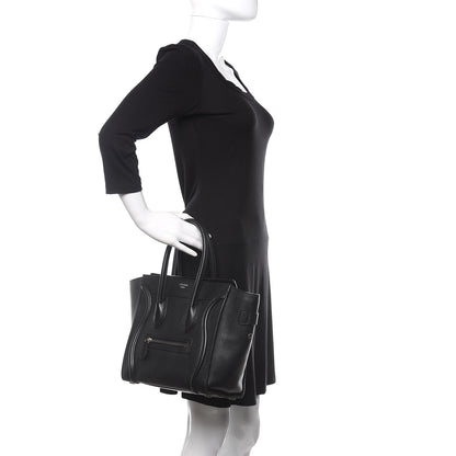 Celine Drummed Calfskin Micro Luggage Black 2 of 14