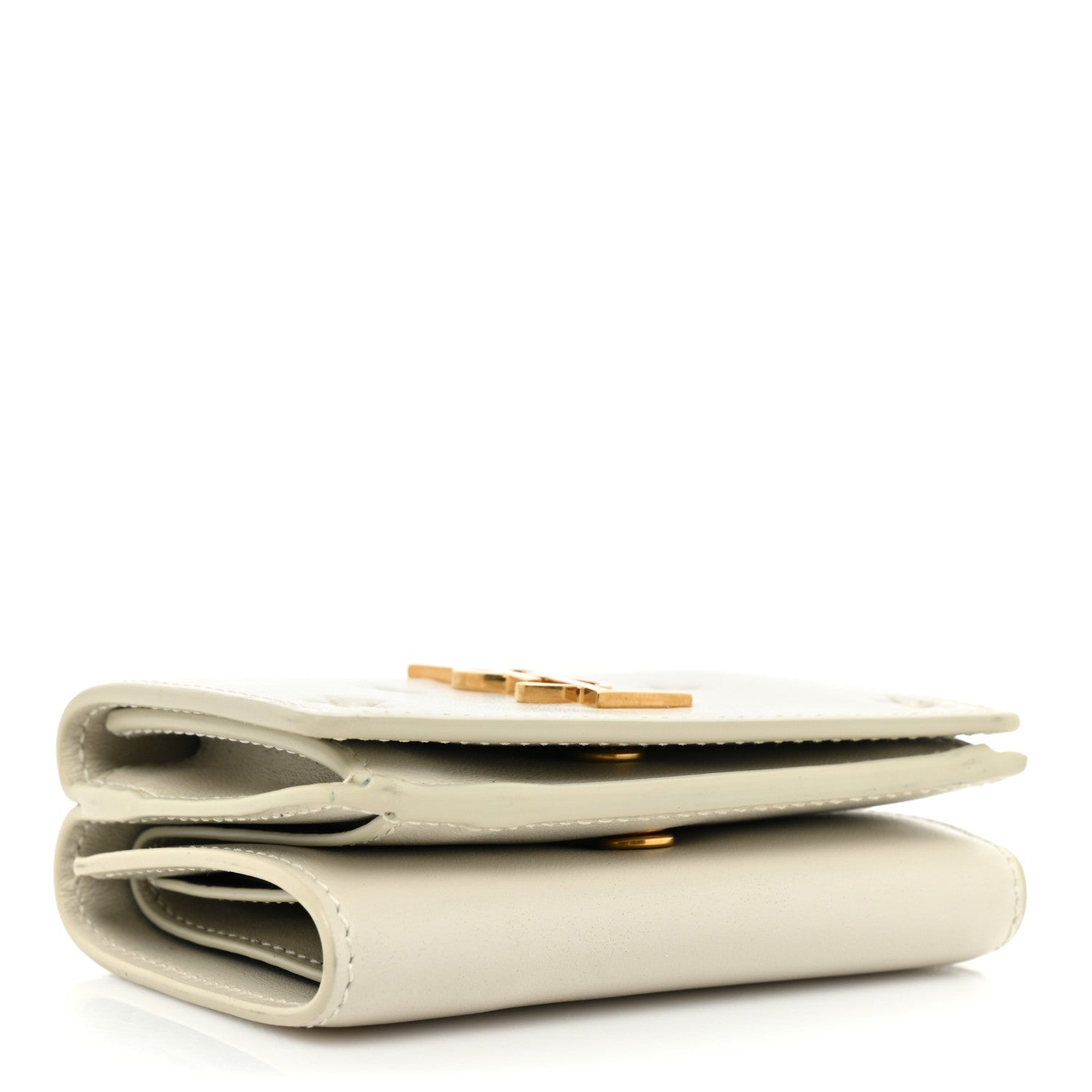 Saint Laurent Calfskin Star Print Monogram Trifold Wallet White 4 of 12