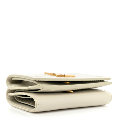 Saint Laurent Calfskin Star Print Monogram Trifold Wallet White 4 of 12