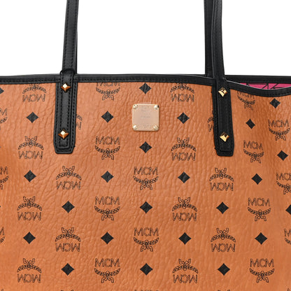 MCM Visetos Medium Project Reversible Shopper Tote Cognac 10 of 13