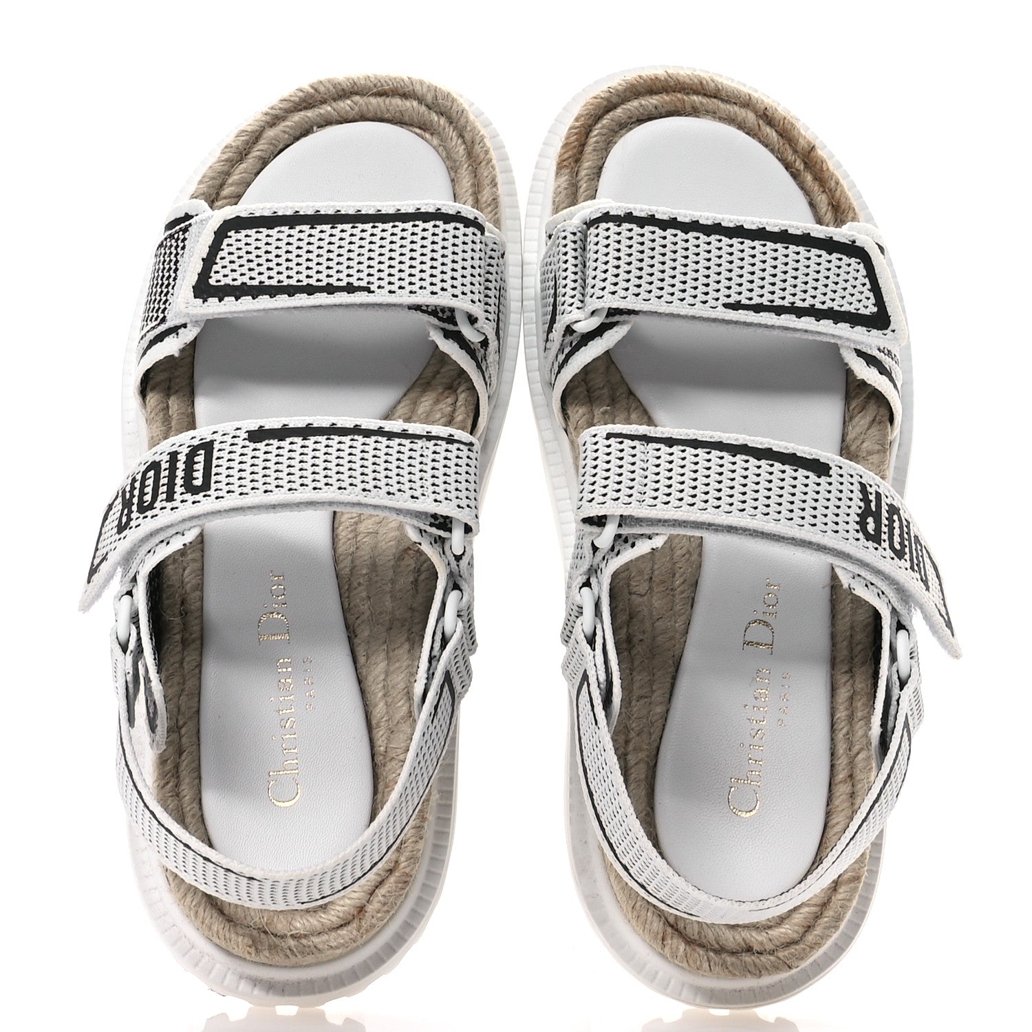 Christian Dior Technical Knit Jute Dioract 10mm Sandals 37 White Black 2 of 9