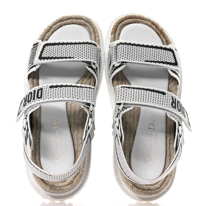 Christian Dior Technical Knit Jute Dioract 10mm Sandals 37 White Black 2 of 9