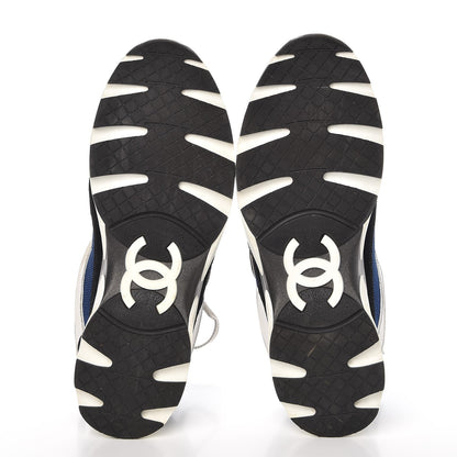 Chanel Suede Calfskin CC Sneakers 39 Blue Black 7 of 11