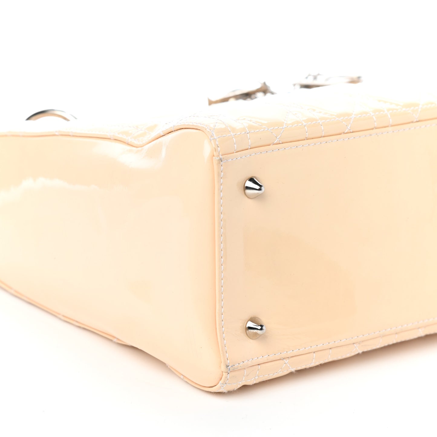 Patent Cannage Medium Lady Dior Beige