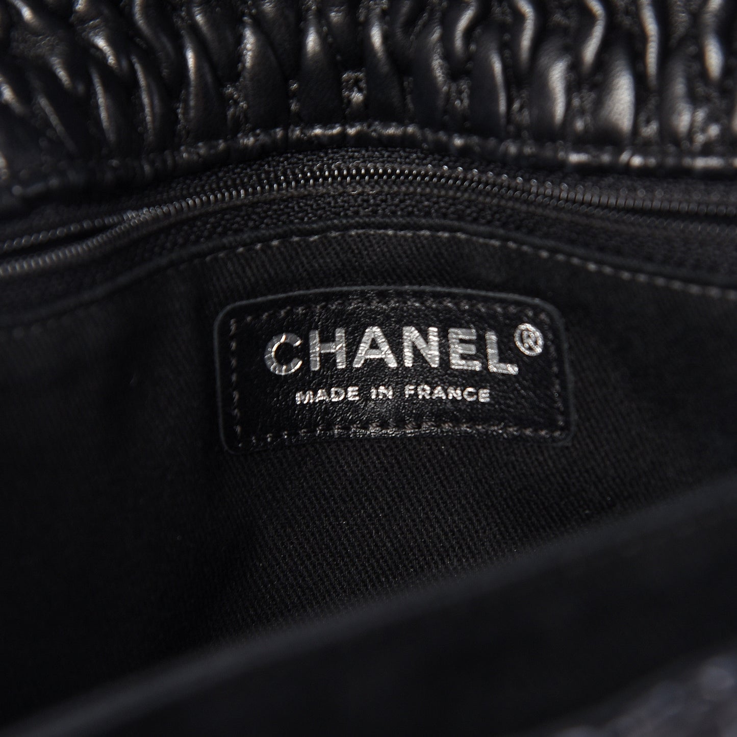 Vinyl Lambskin Quilted Shoulder Flap Black