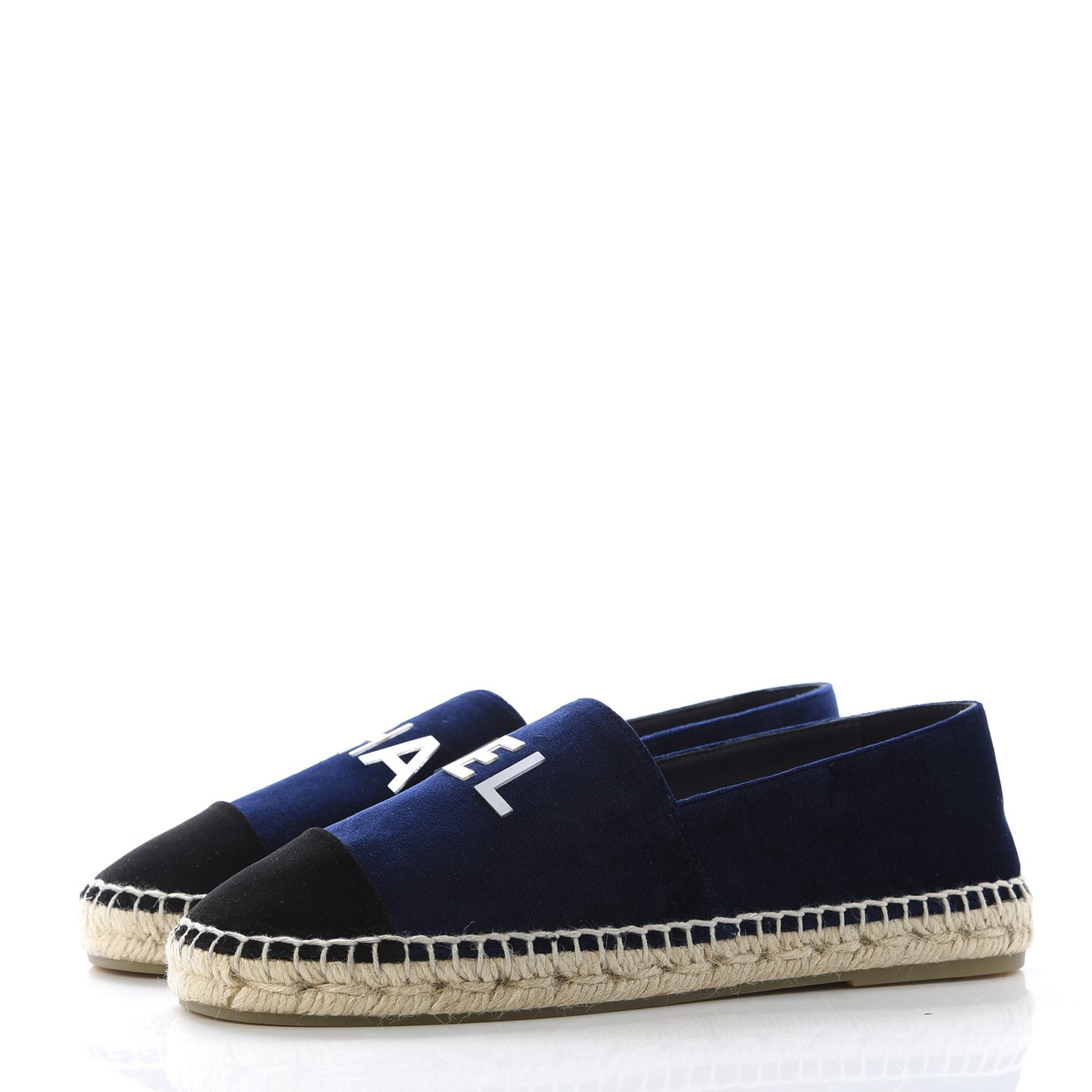 Velvet Logo Espadrilles 37 Navy Black