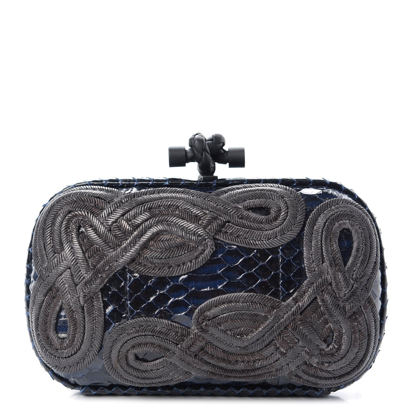 Snakeskin Passamaneria Woven Knot Clutch Tourmaline