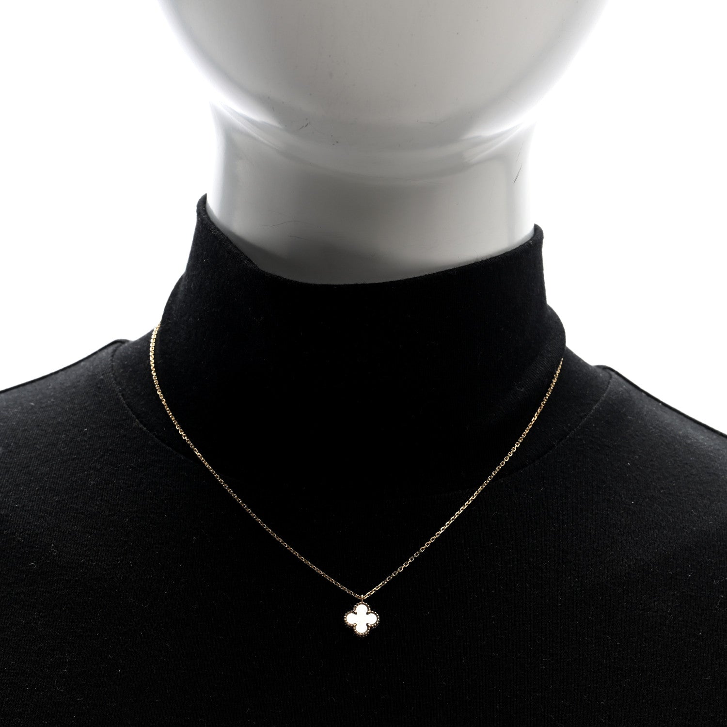 Van Cleef & Arpels 18K Yellow Gold Mother of Pearl Sweet Alhambra Pendant Necklace 2 of 5
