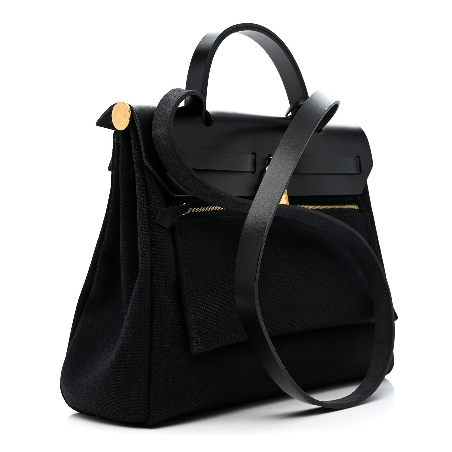 Hermes Military Toile Vache Hunter Herbag Zip Retourne 31 PM Black 4 of 11