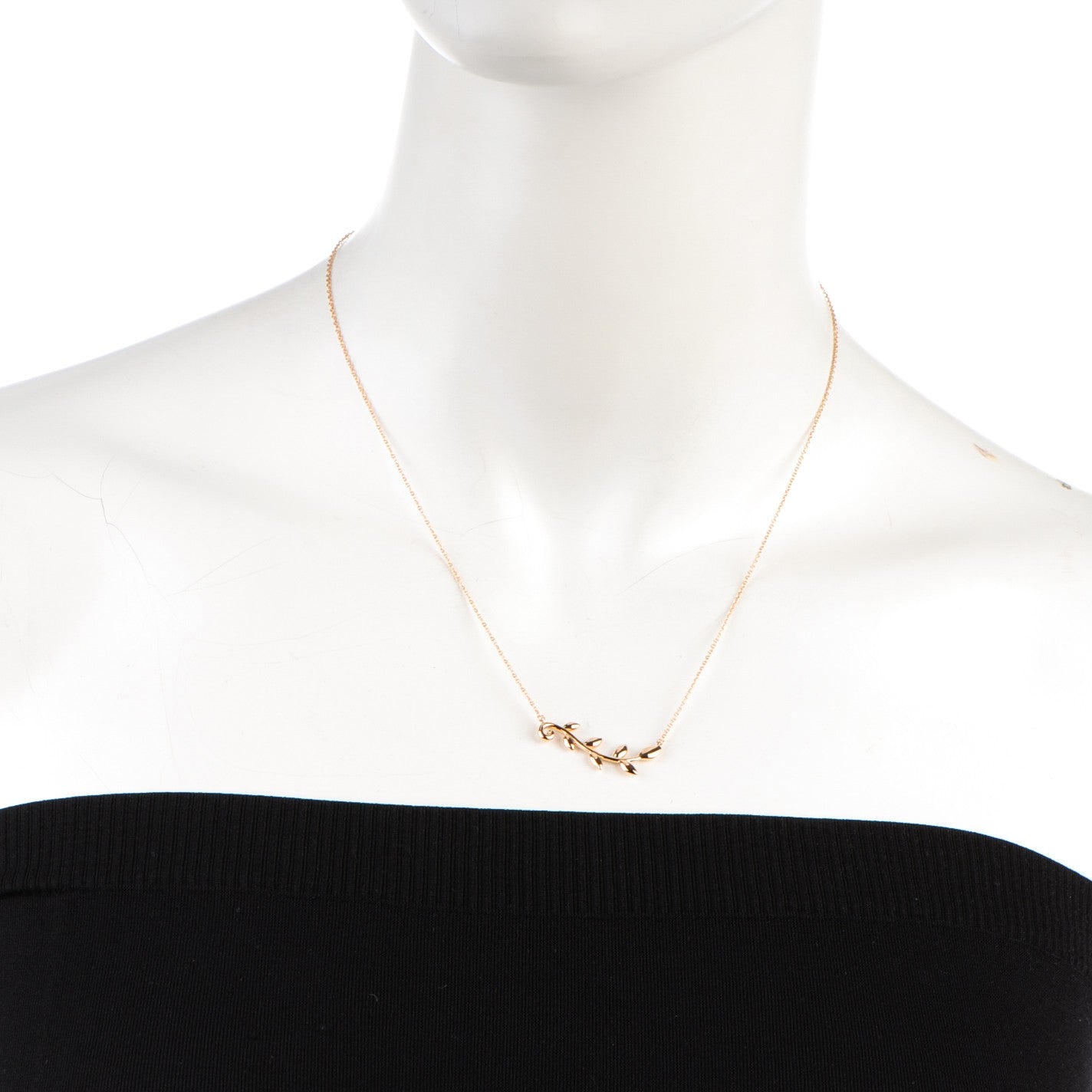 Tiffany 18K Rose Gold Olive Leaf Vine Pendant Necklace 2 of 5