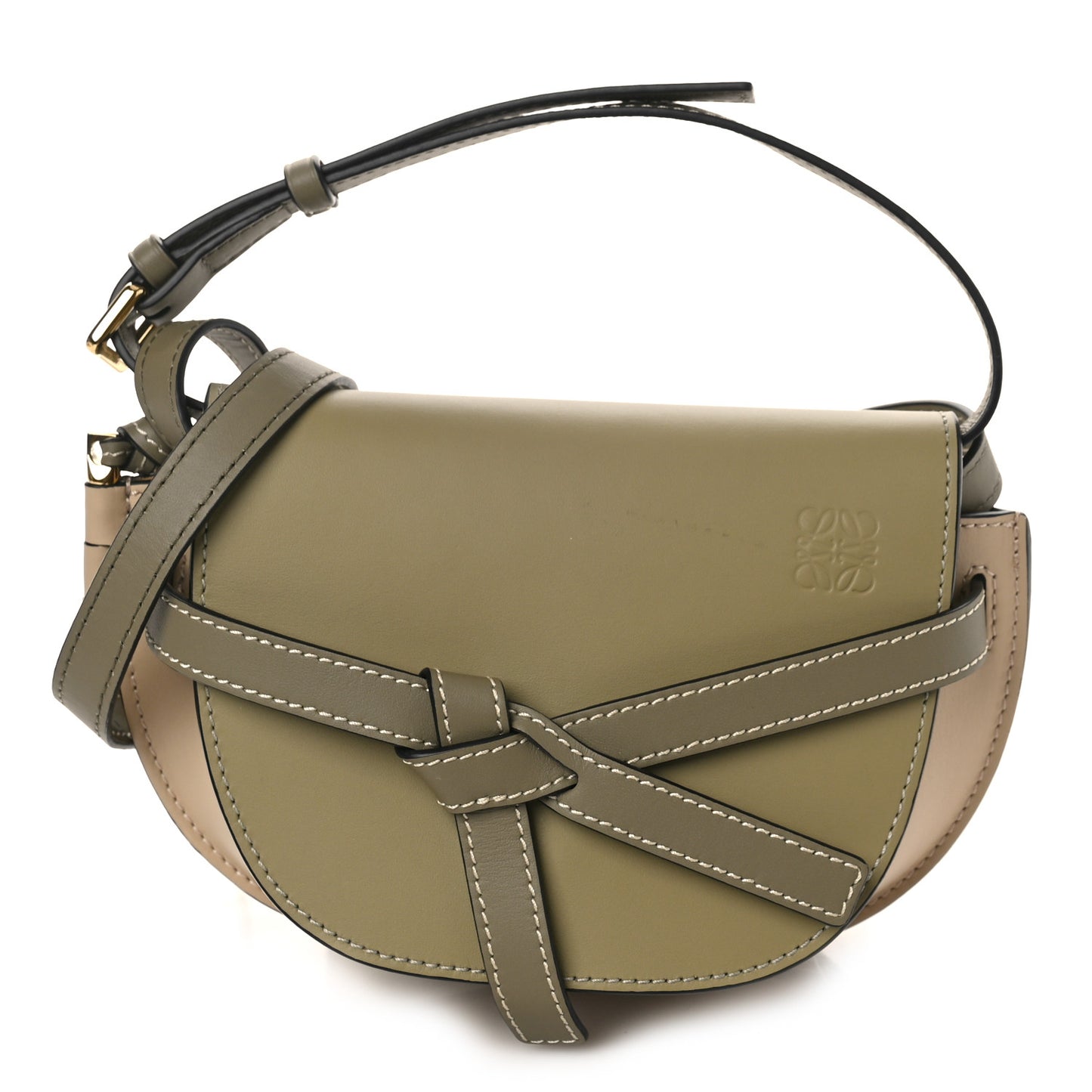 Calfskin Mini Gate Dual Bag Clay Green Dusty Beige