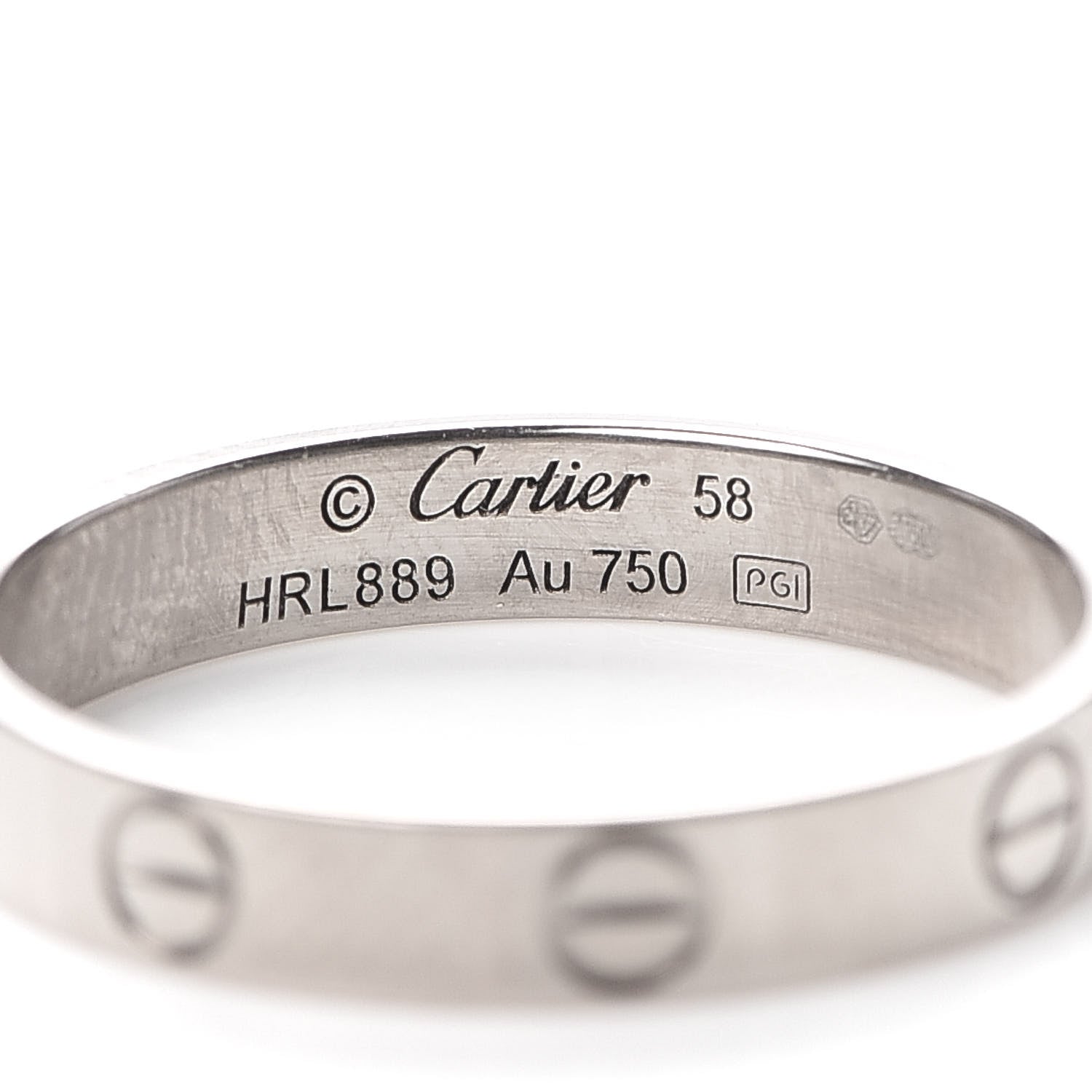 Cartier 18K White Gold 3.5mm LOVE Wedding Band Ring 58 8.5 4 of 6