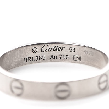 Cartier 18K White Gold 3.5mm LOVE Wedding Band Ring 58 8.5 4 of 6