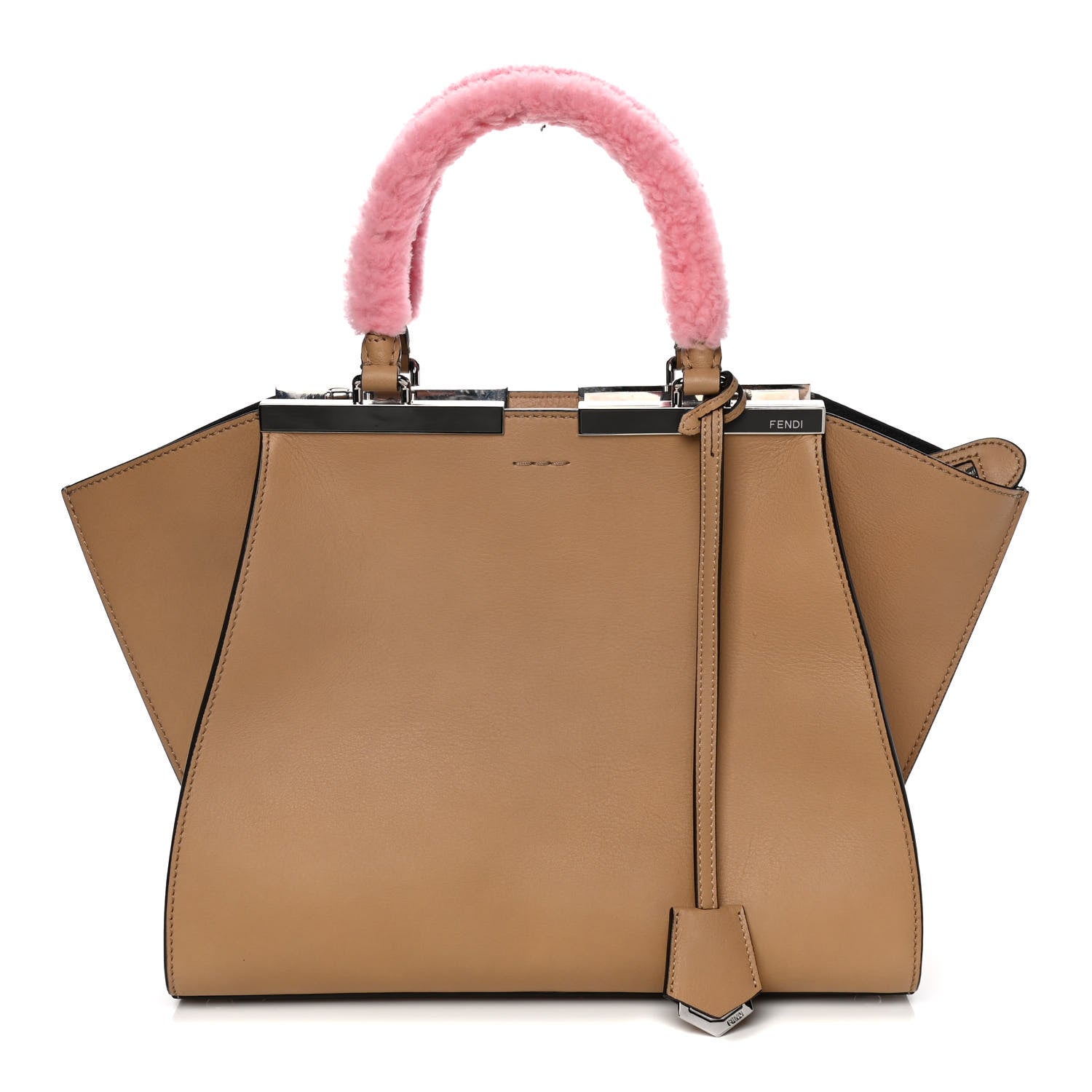 Fendi Calfskin Shearling Petite 3Jours Tote Tan 1 of 19