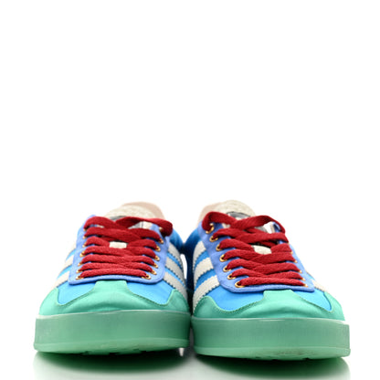 Gucci X ADIDAS Silk Duchesse Demetra Rubber Womens Gazelle Sneakers 5.5 Jade Capri Avio Off White 2 of 9