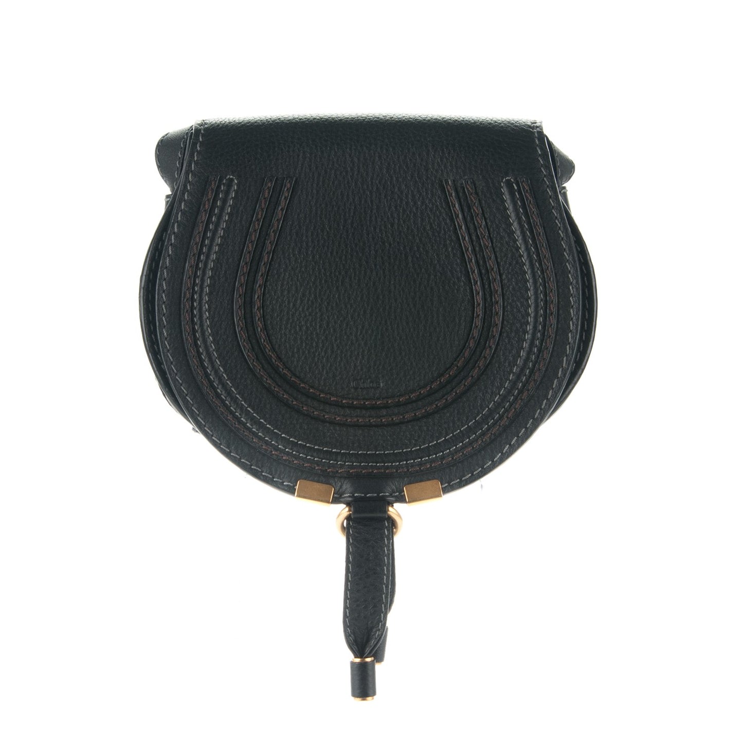 Calfskin Mini Marcie Round Crossbody Bag Black